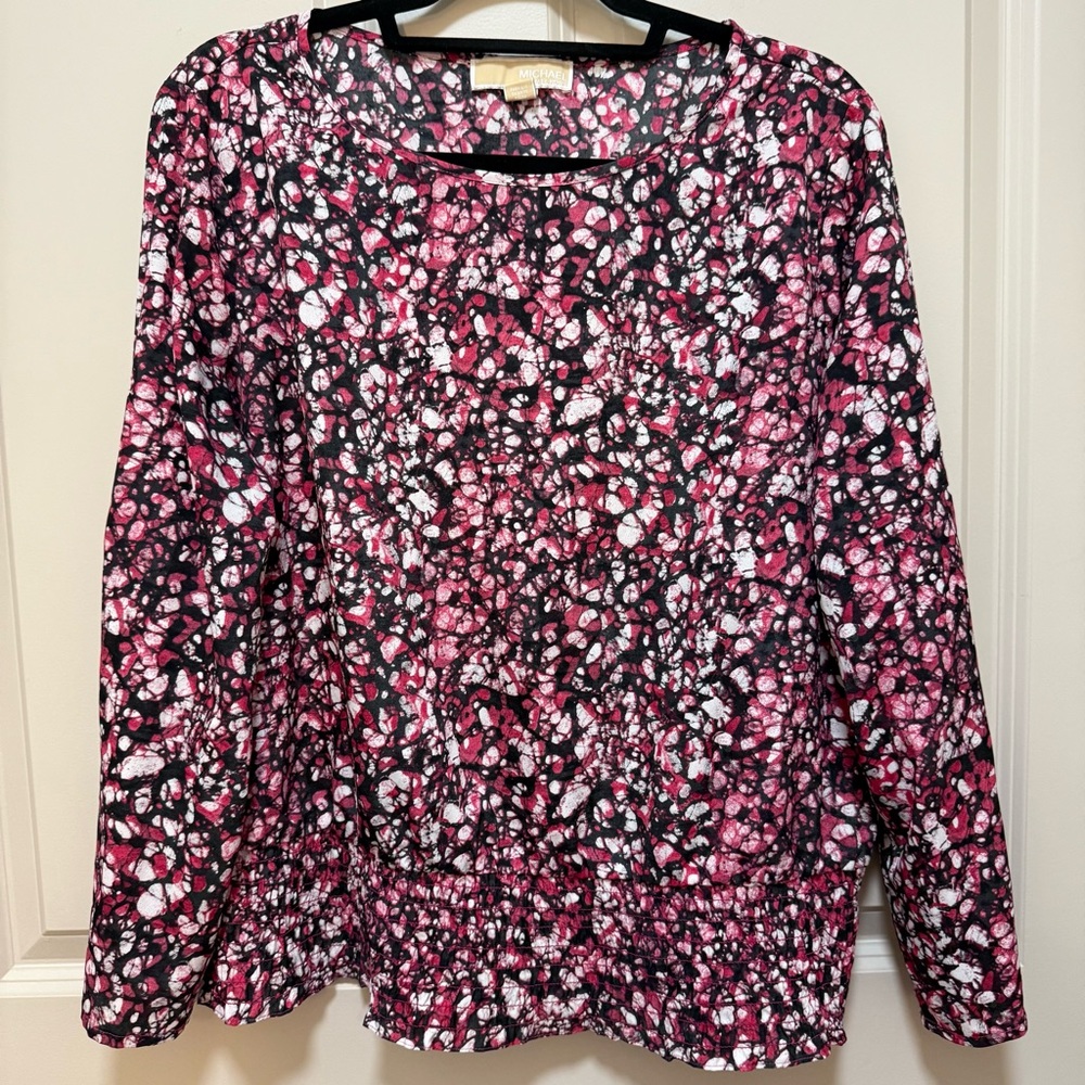 Michael Kors Pink and Black Long Sleeve Top